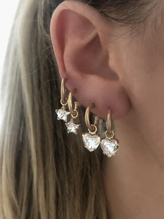 Crystal Heart Hoops